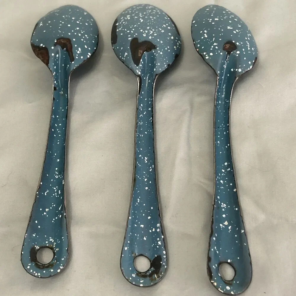 Vintage Graniteware 3 Spoons Farmhouse